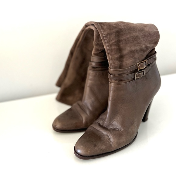 MaxMara Taupe Leather Heeled Boots - Picture 3 of 14